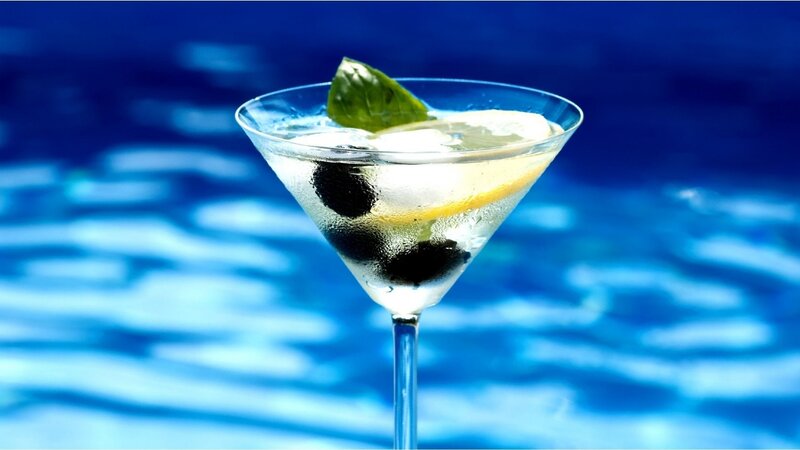 Martini Cocktail with Olives