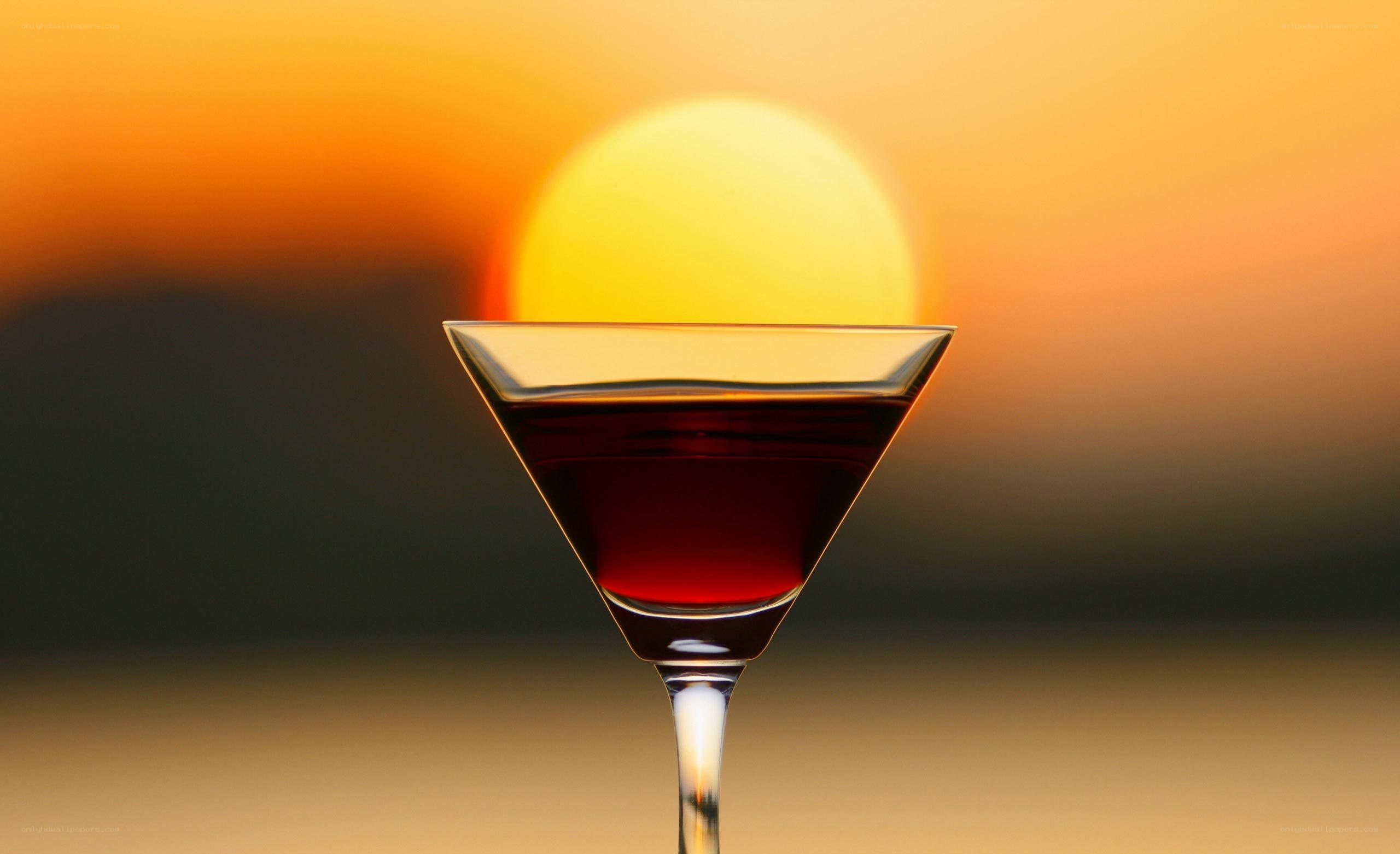 Martini glass at sunset
