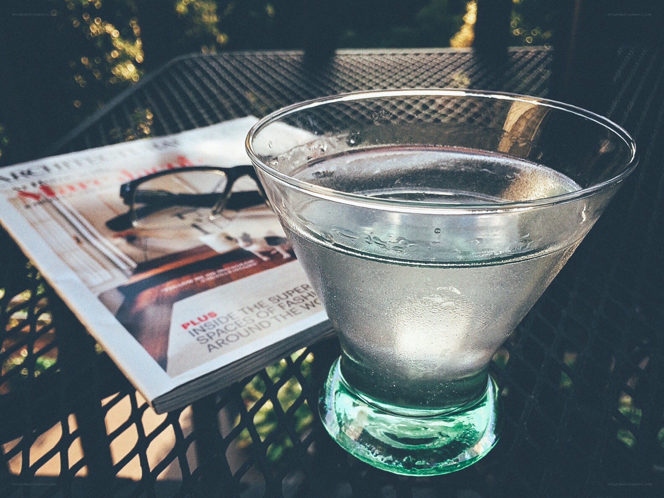 Martini glass on a table