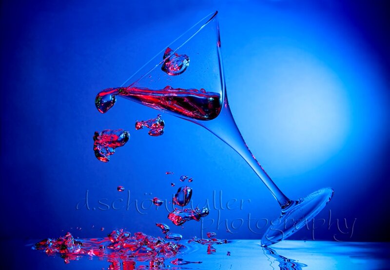 Martini Glass Spilling Liquid