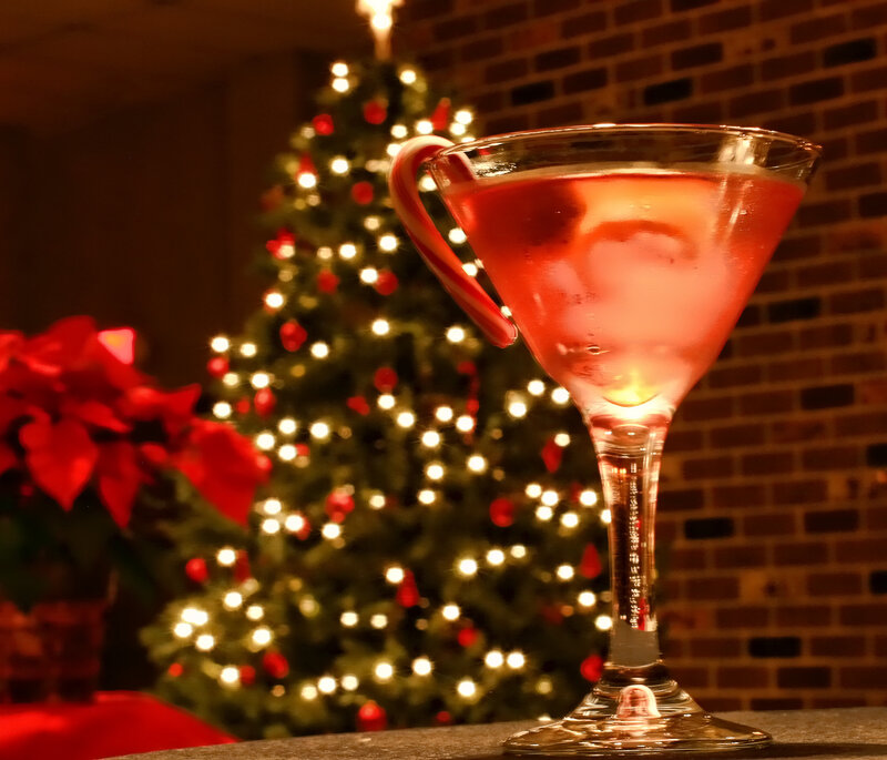 Martini Glass with Candy Cane