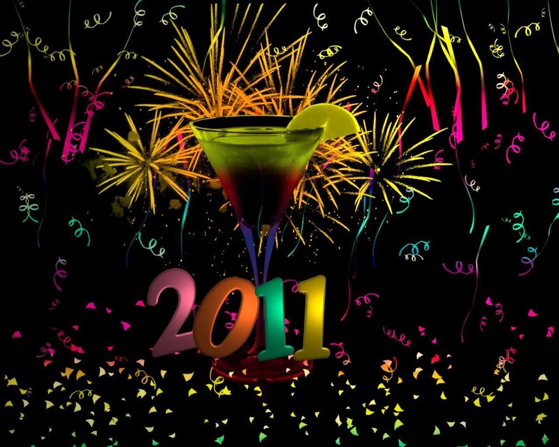 Martini Glass with Fireworks