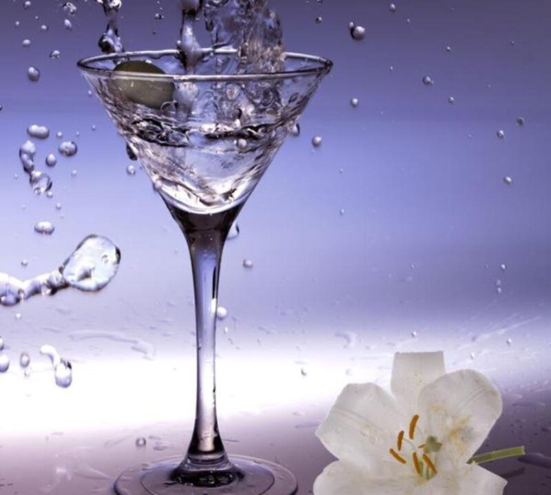 Martini Glass with Olive