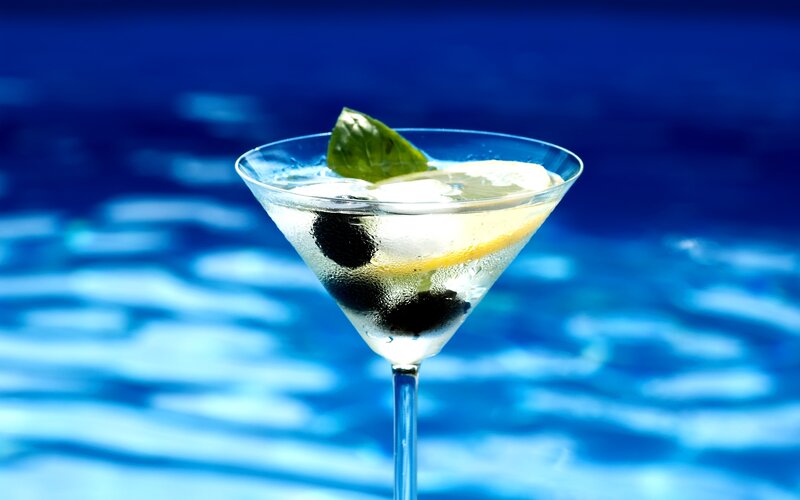 Martini Glass with Olives — Blue