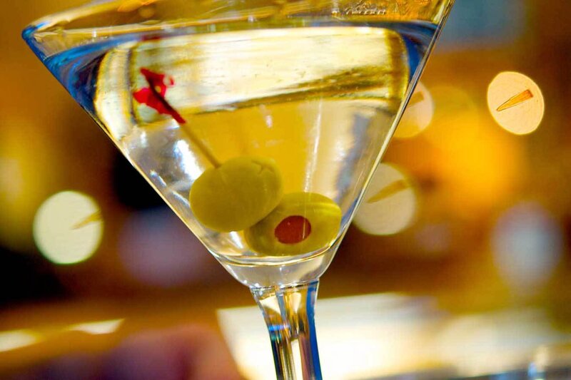 Martini Glass with Olives