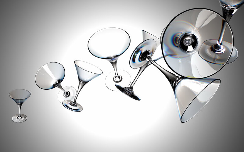 Martini Glasses in Motion — White, Dynamic