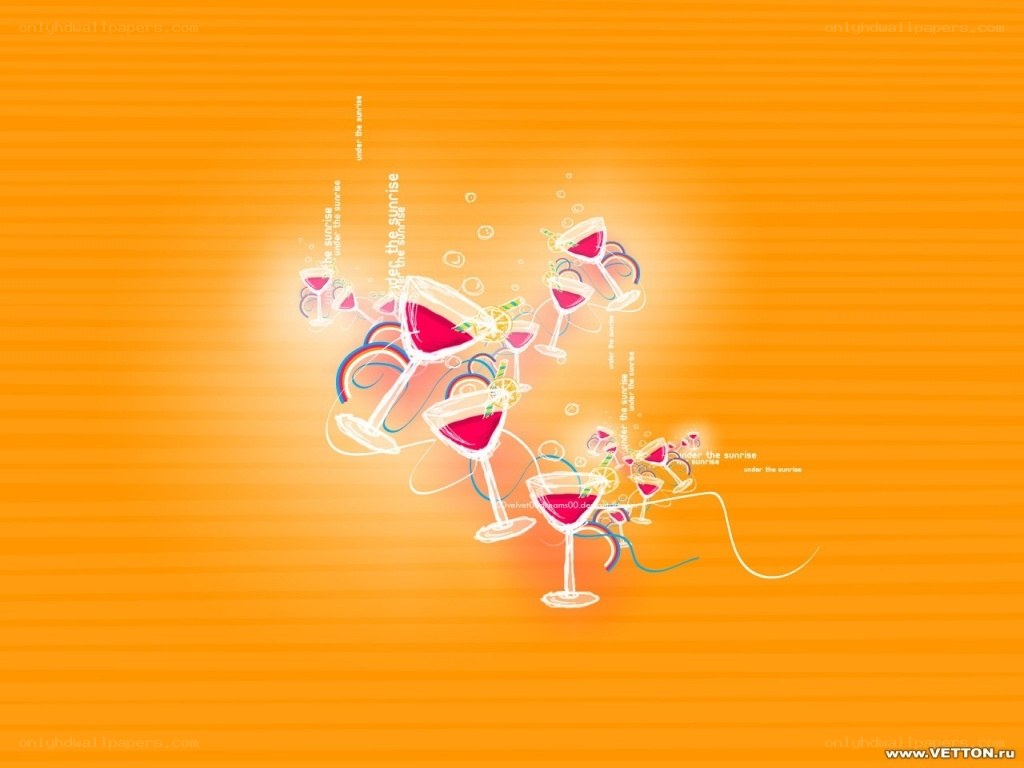 Martini glasses under the sunrise