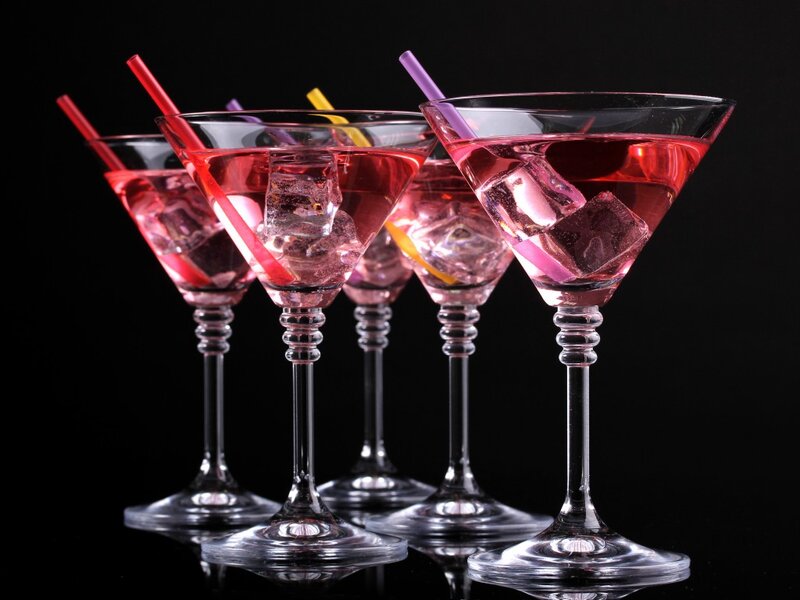 Martini Glasses with Drinks — Black