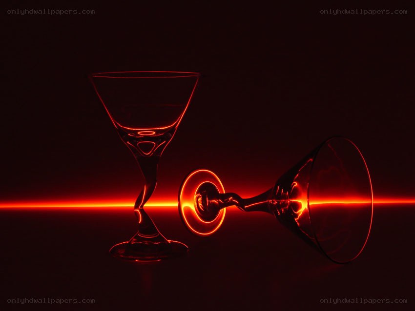 Martini glasses with red light