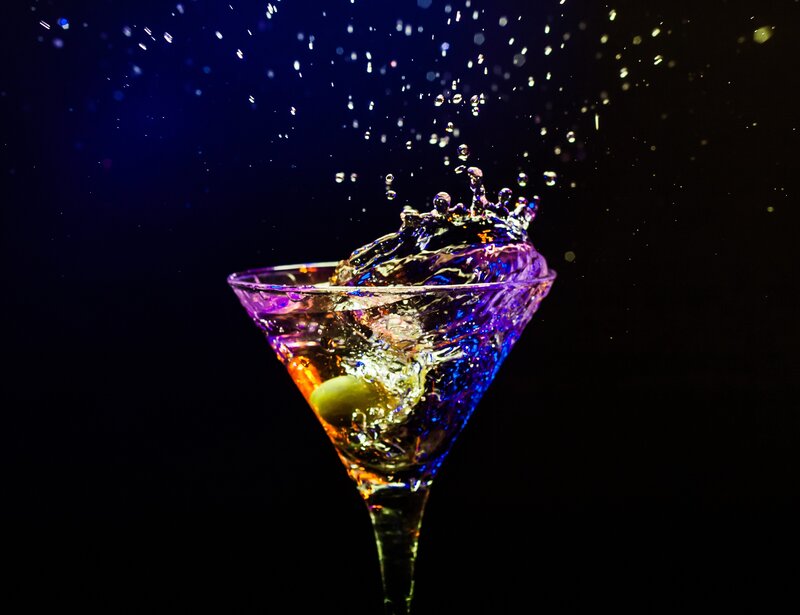 Martini splash with olive