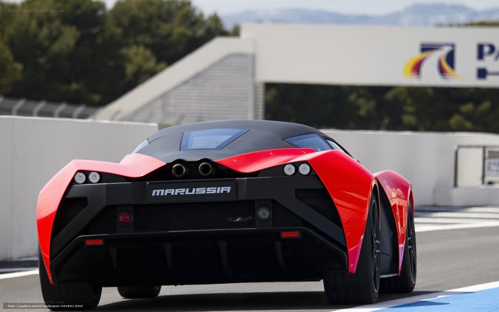 Marussia sports car on racetrack