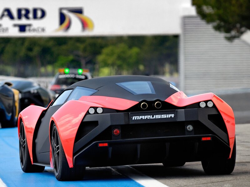Marussia sports car on track