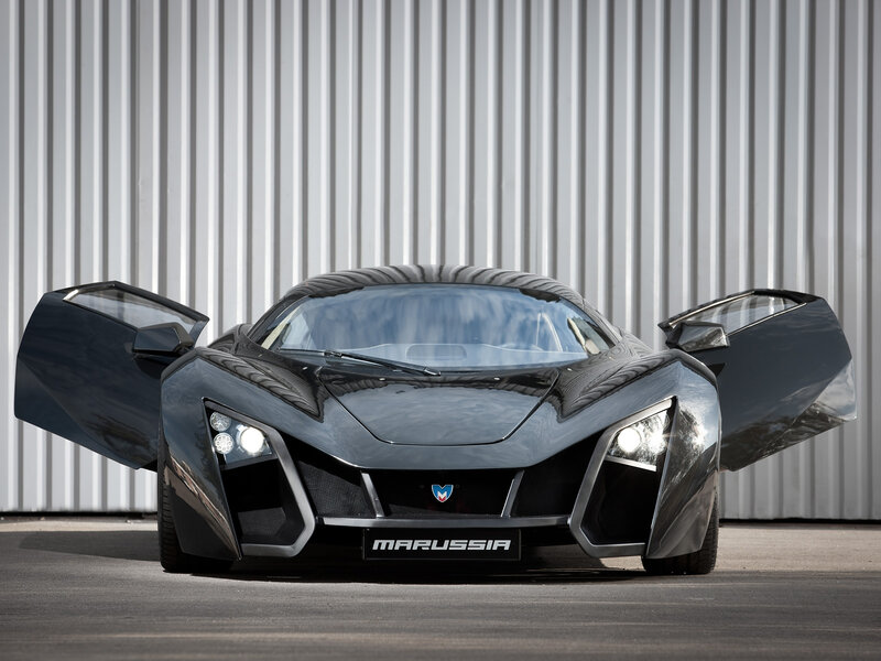 Marussia sports car with open doors