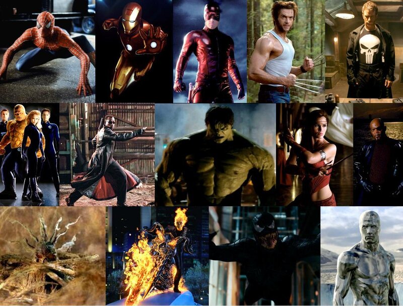 Marvel and DC superhero collage