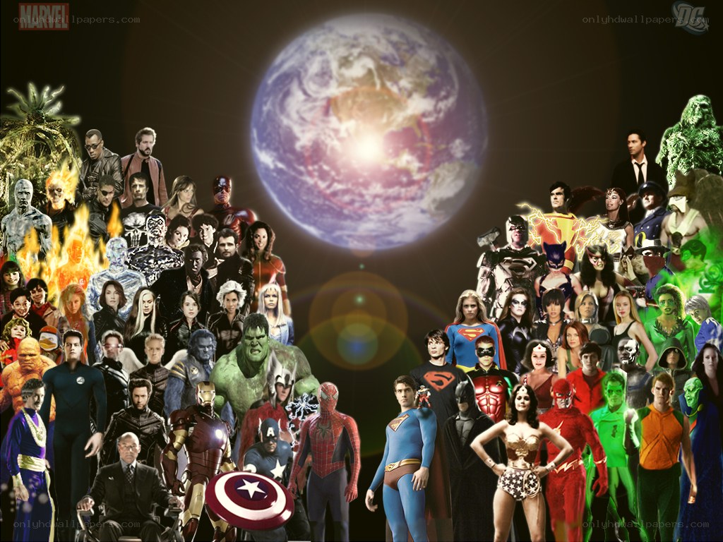 Marvel and DC superheroes collage