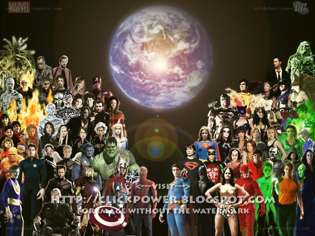 Marvel and DC superheroes collage