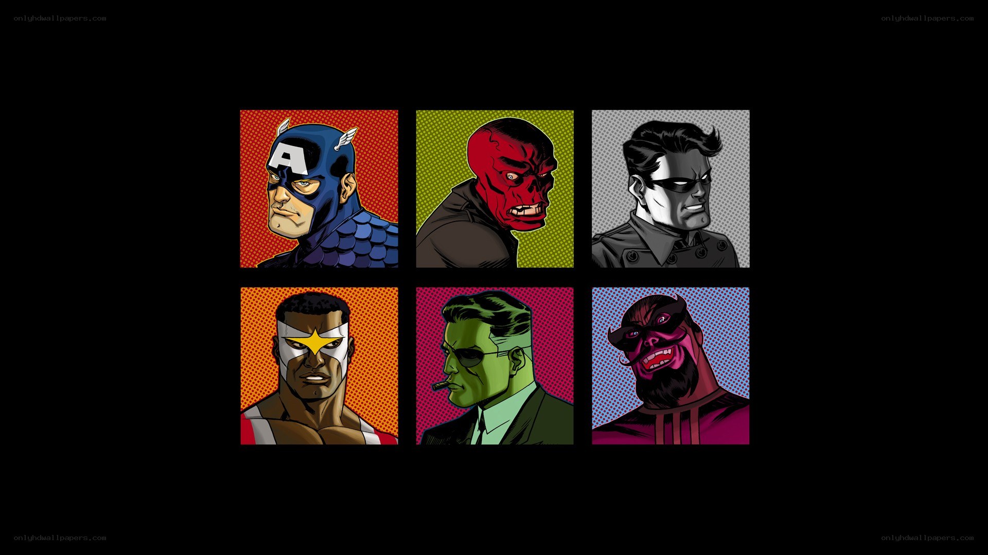 Marvel characters pop art collage