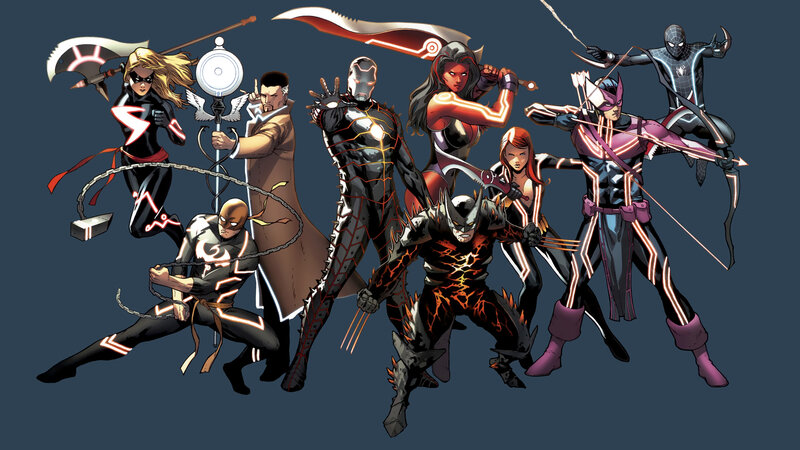 Marvel heroes in action
