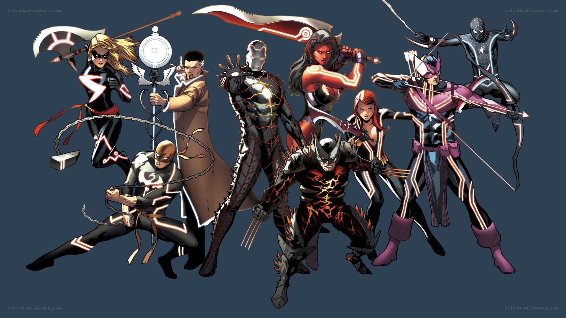 Marvel heroes in action