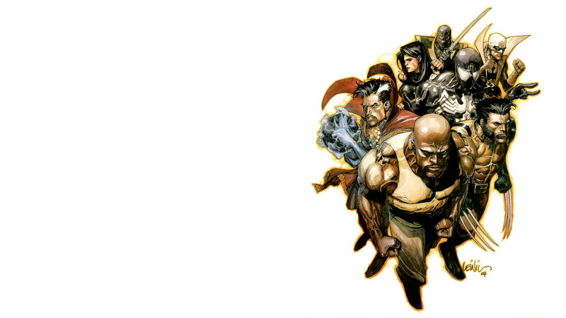 Marvel superhero team illustration