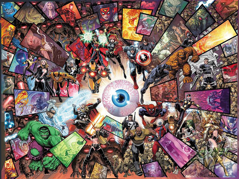 Marvel Superheroes Collage — Red