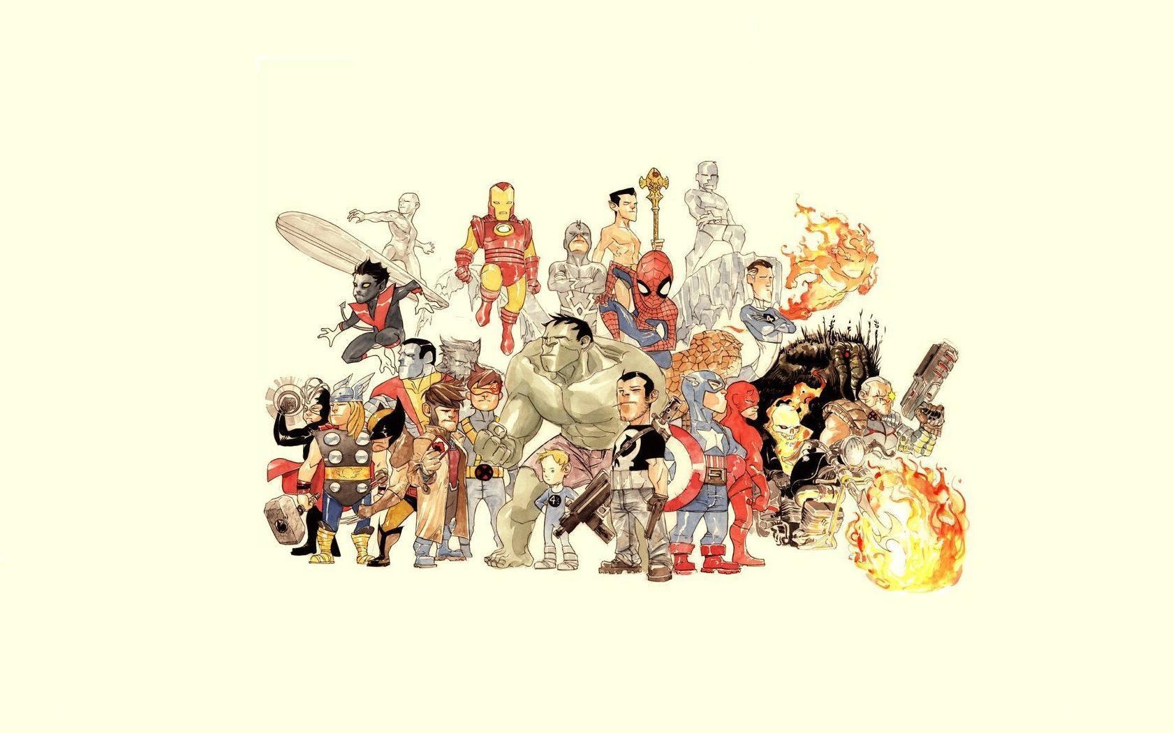 Marvel superheroes group art