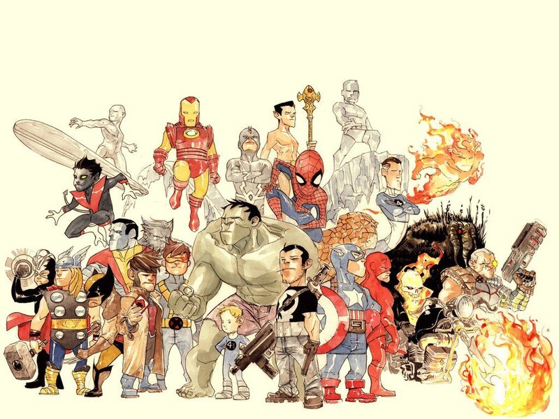 Marvel superheroes group art