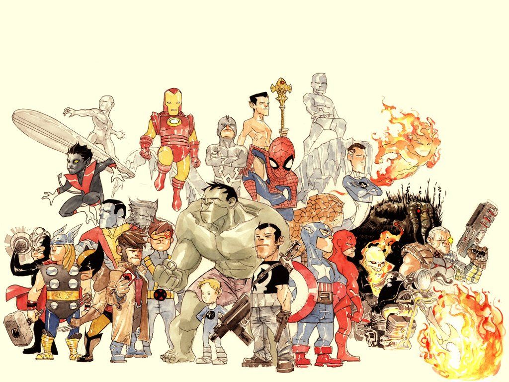 Marvel superheroes group art