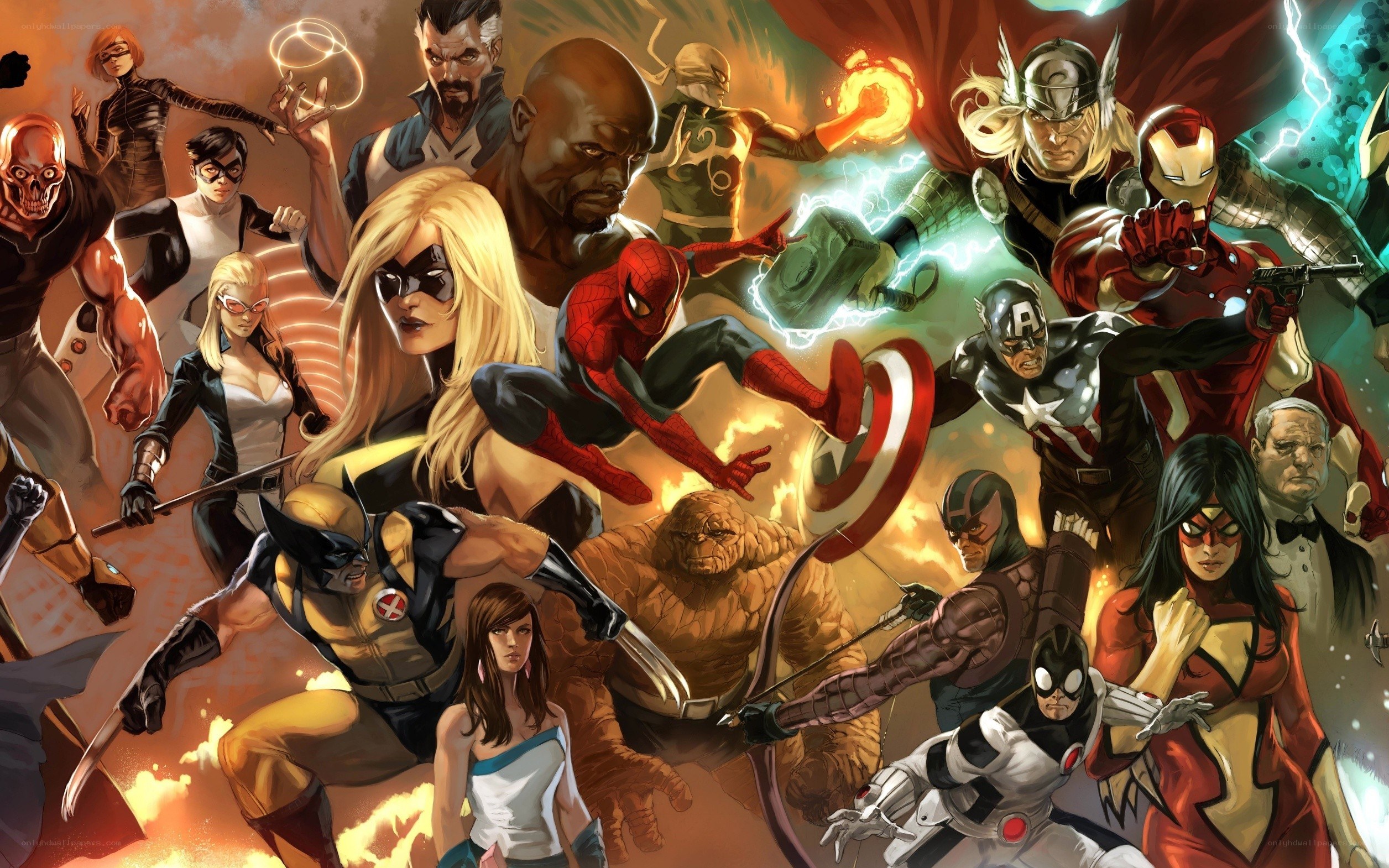Marvel superheroes group portrait