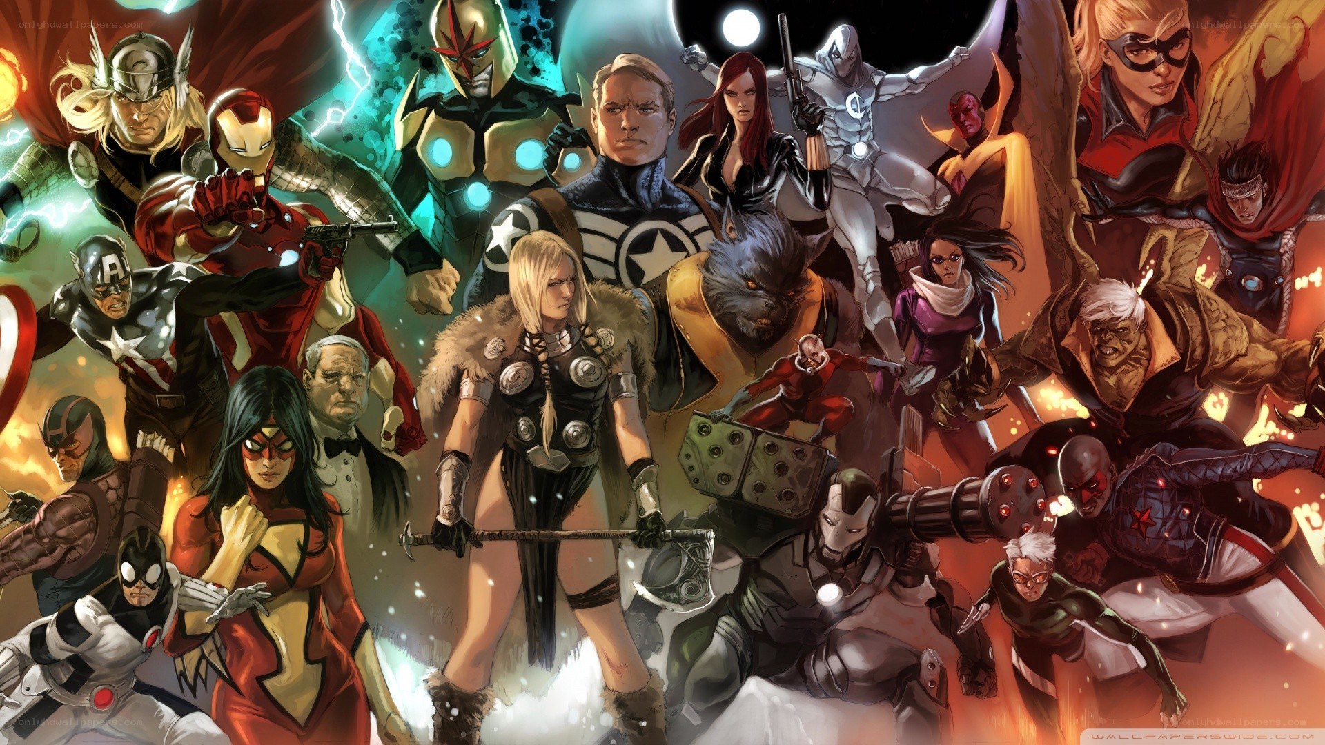 Marvel superheroes group portrait