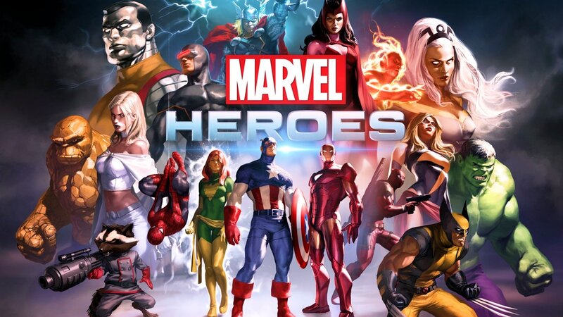 Marvel Superheroes Group — Red, Dramatic, Digital Art