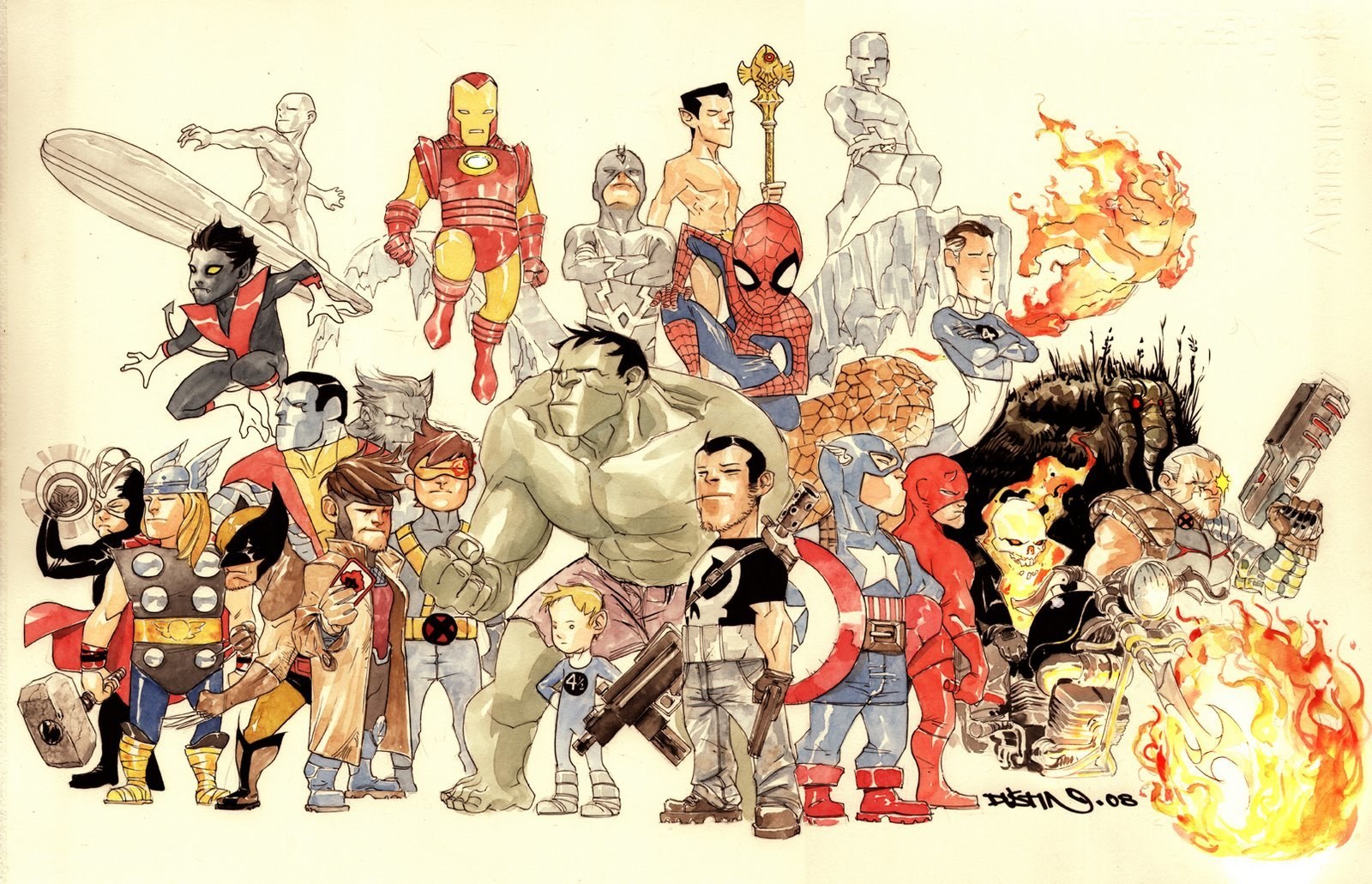 Marvel superheroes illustration