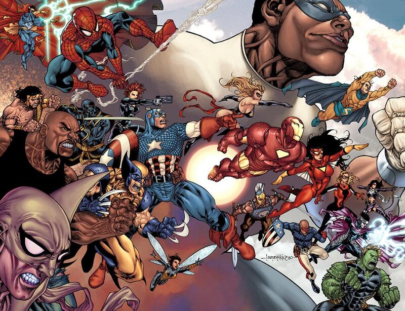 Marvel superheroes in action