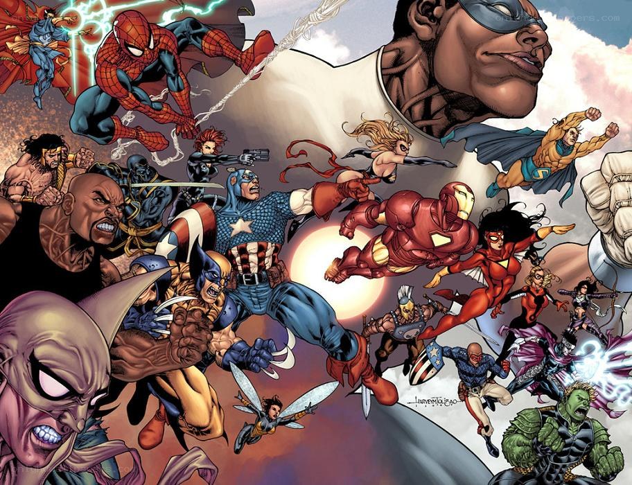 Marvel superheroes in action