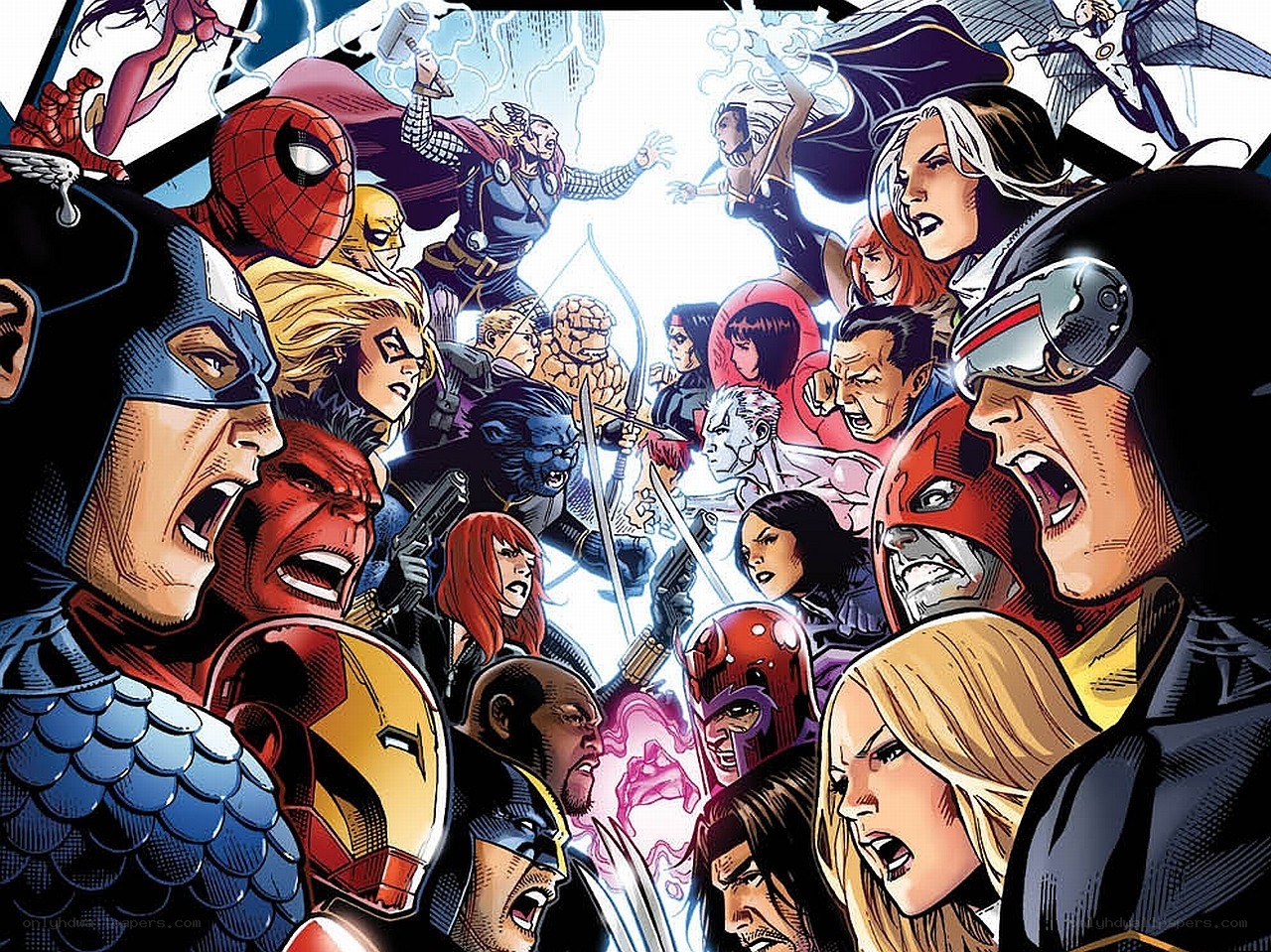 Marvel superheroes in battle