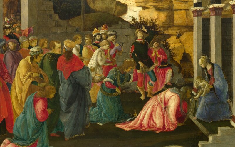 Mary and Baby Jesus — Blue, Reverent, Painting