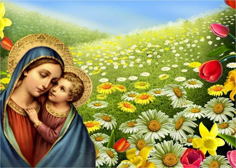 Mary and Jesus in Field