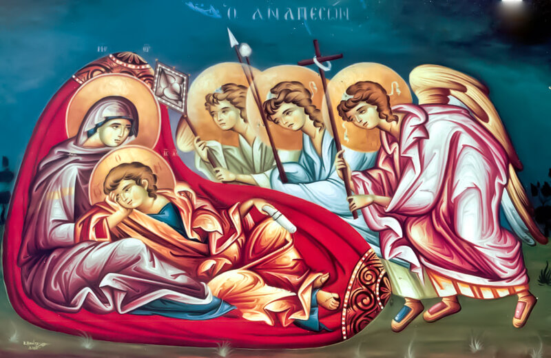 Mary and Jesus with Angels