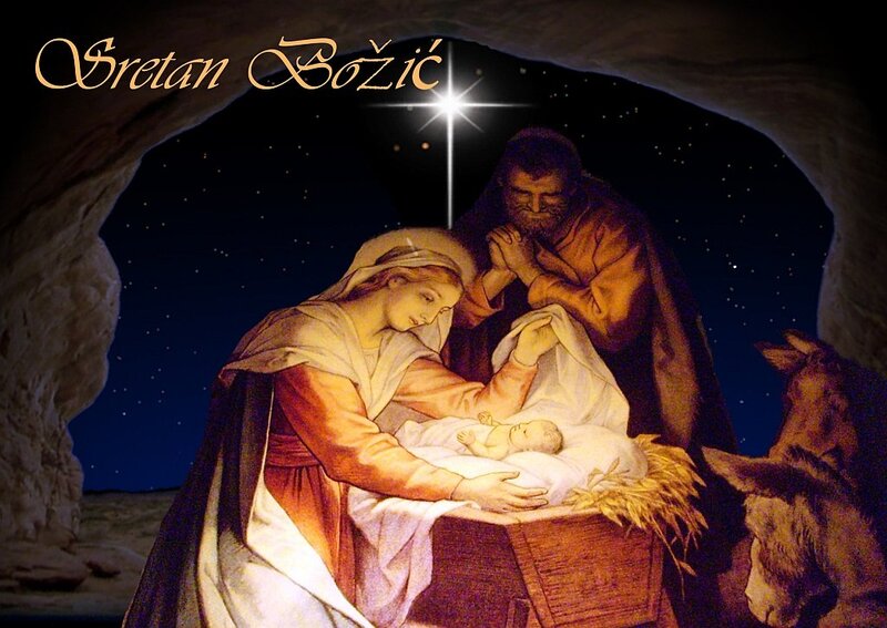 Mary and Joseph with Baby Jesus — Blue, Serene, Night