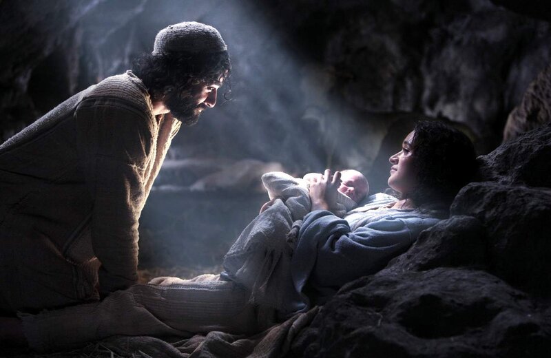 Mary and Joseph with Baby Jesus — Brown, Dramatic
