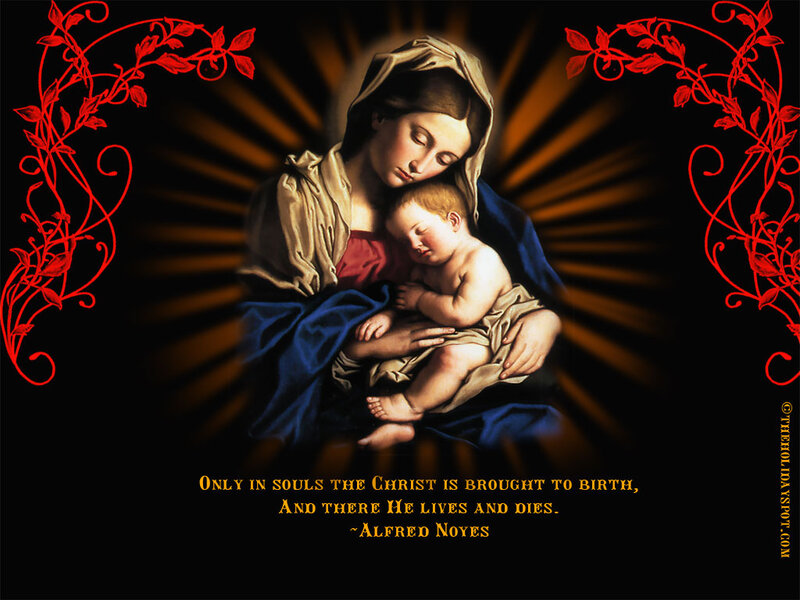Mary Holding Baby Jesus — Black, Serene
