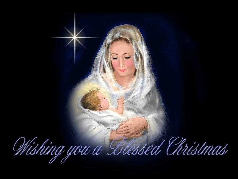 Mary Holding Baby Jesus — Blue, Serene, Night, Digital Art