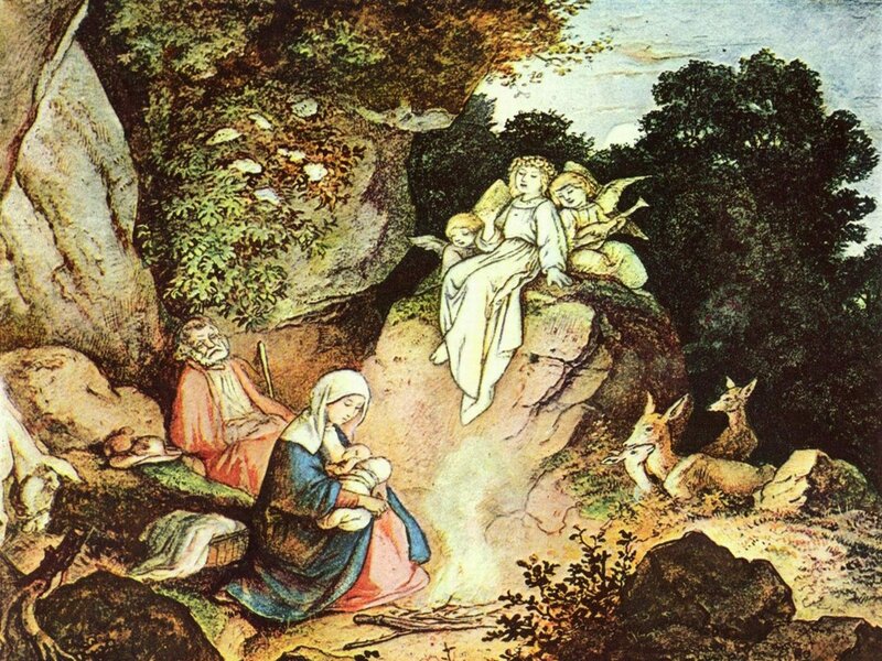 Mary Holding Baby Jesus — Blue, Serene