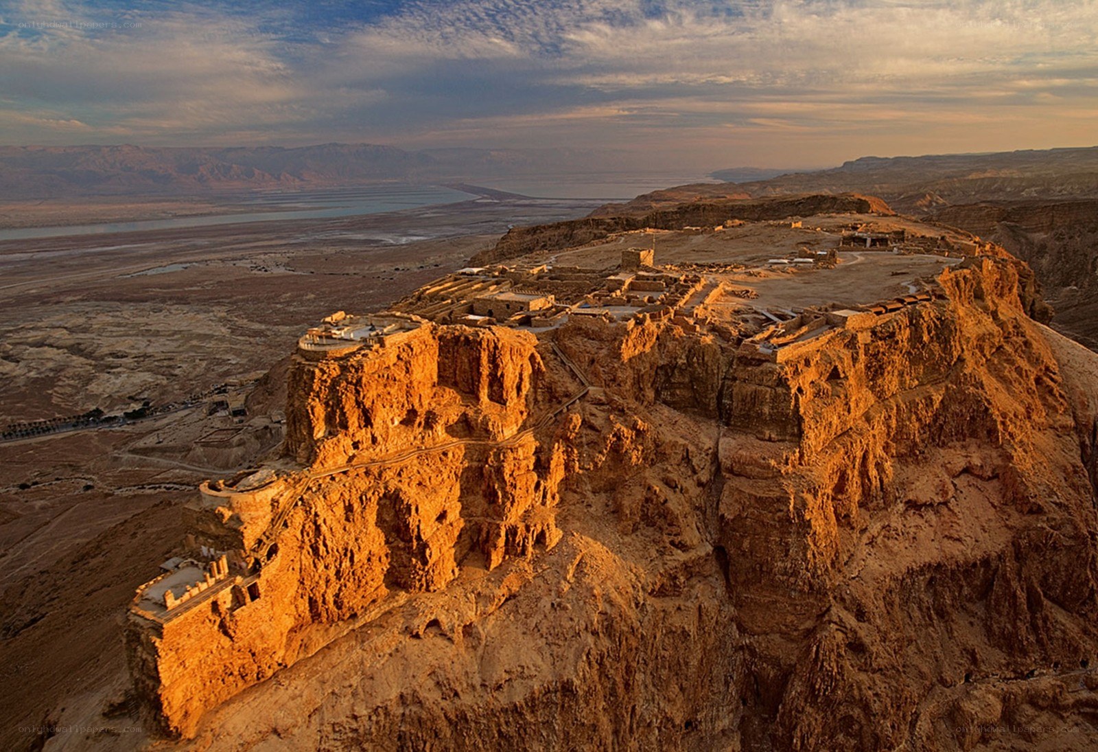 Masada fortress at sunset