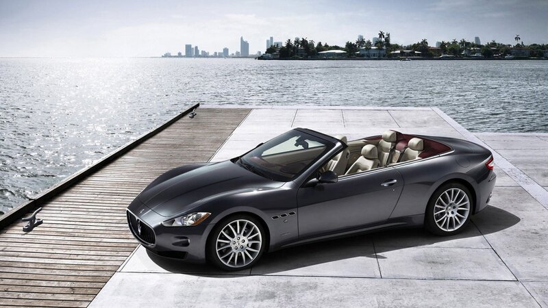 Maserati convertible on dock