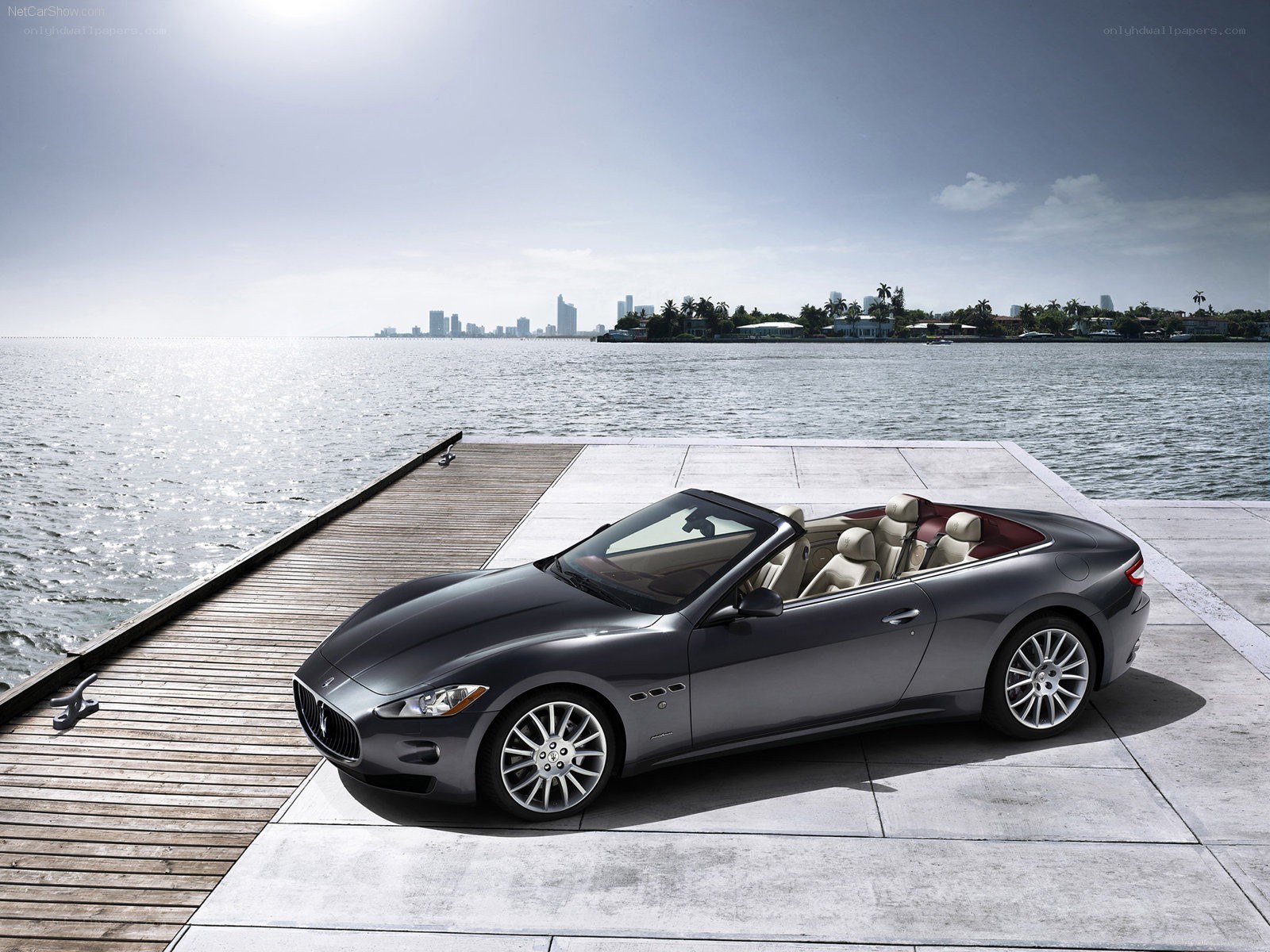 Maserati GranCabrio on a dock