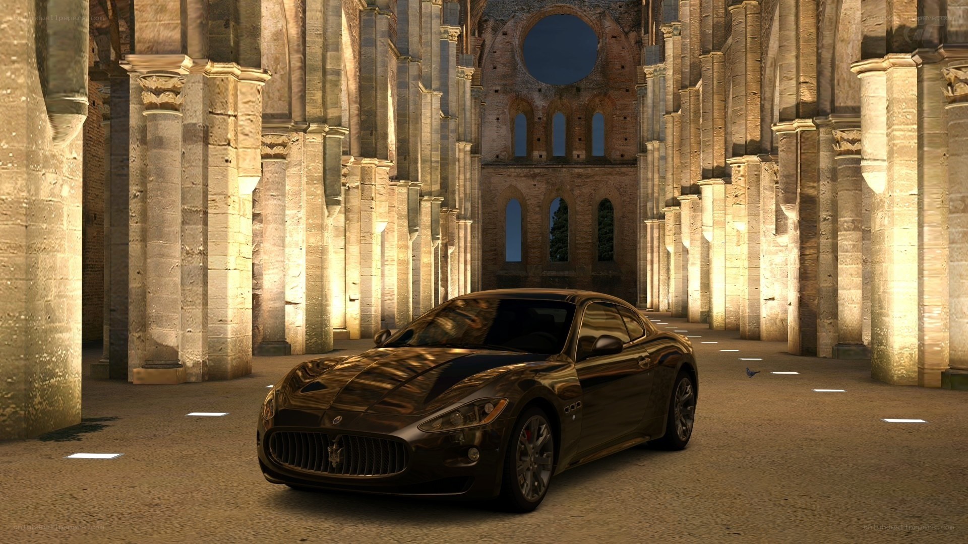 Maserati in ancient cathedral