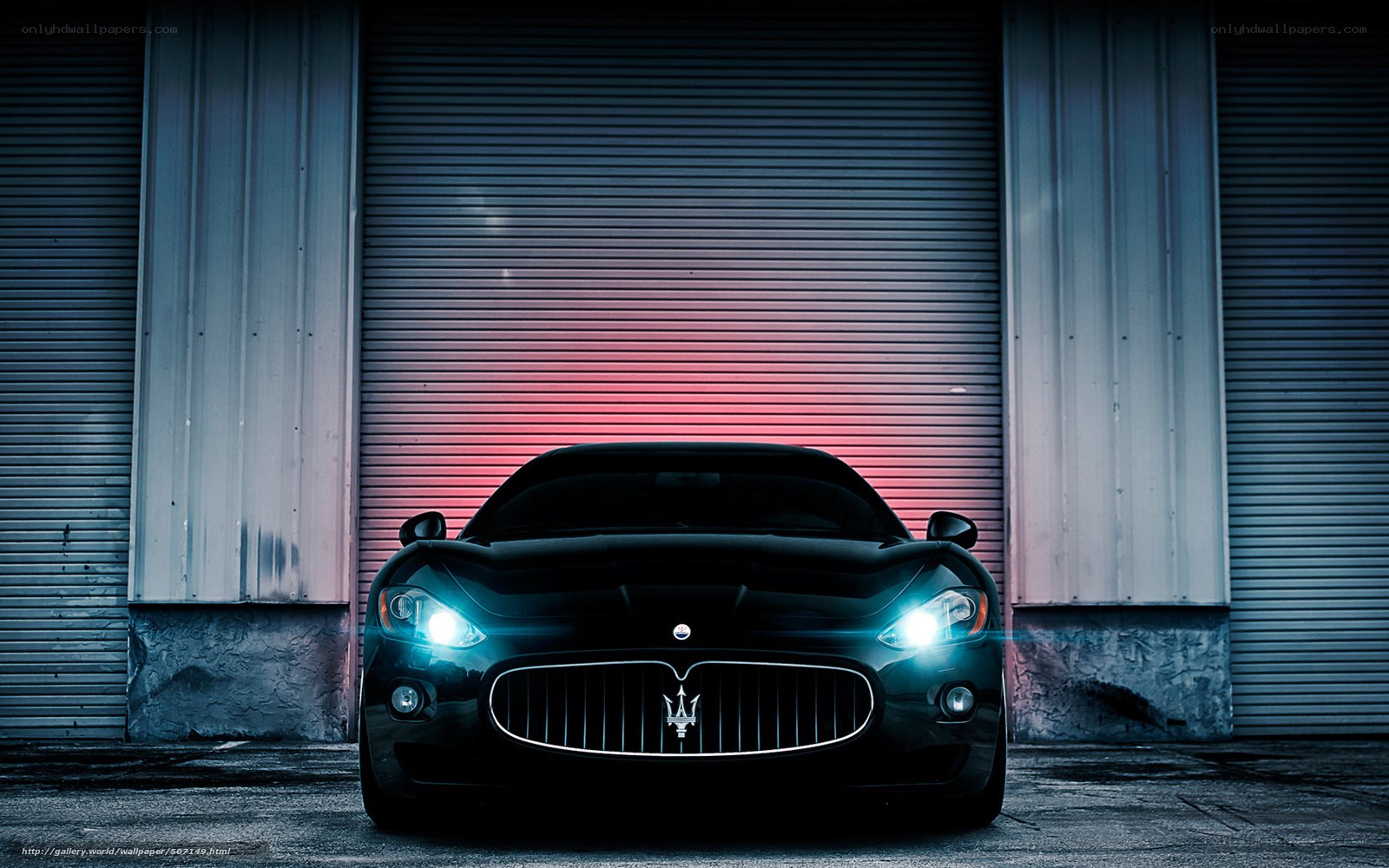 Maserati in garage at night