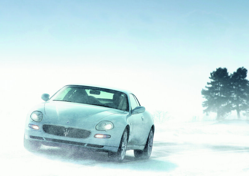 Maserati in snowy landscape