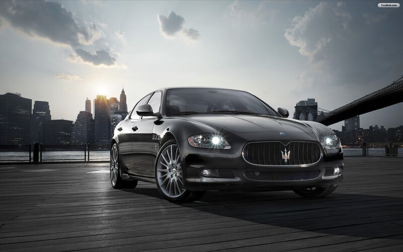 Maserati on a city pier
